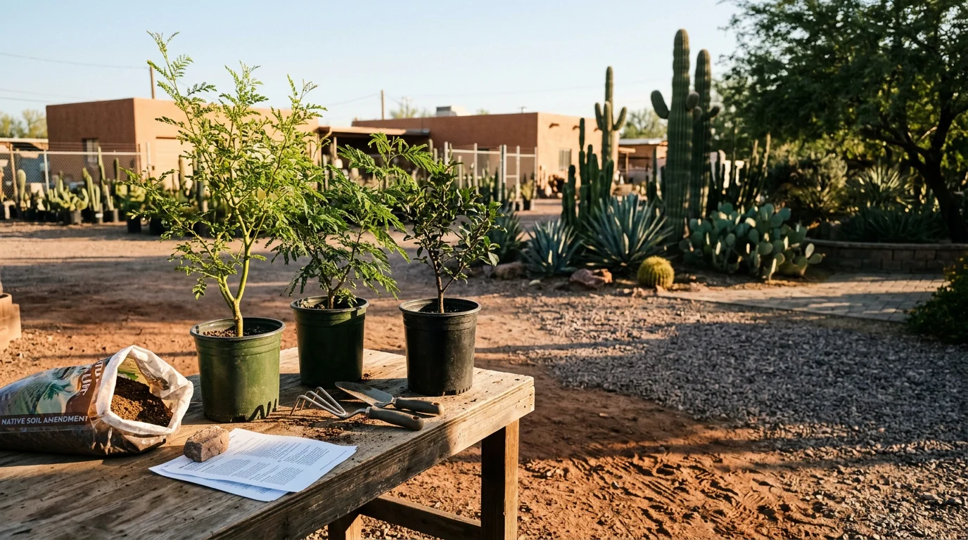 New tree planted in a Phoenix residential yard